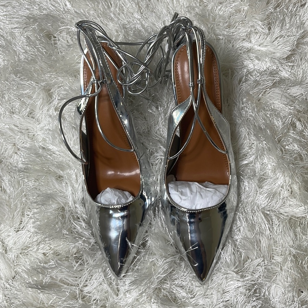 Brand new ASOS metallic/silver heels size 10